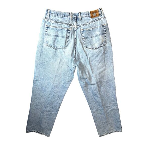 Vintage 90s Tommy Hilfiger Blue Jeans Mens Baggy 36 x 30 Flag Logo Spellout - Picture 4 of 8